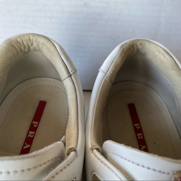 Prada White Black Leather Sneakers - Picture 10 of 13